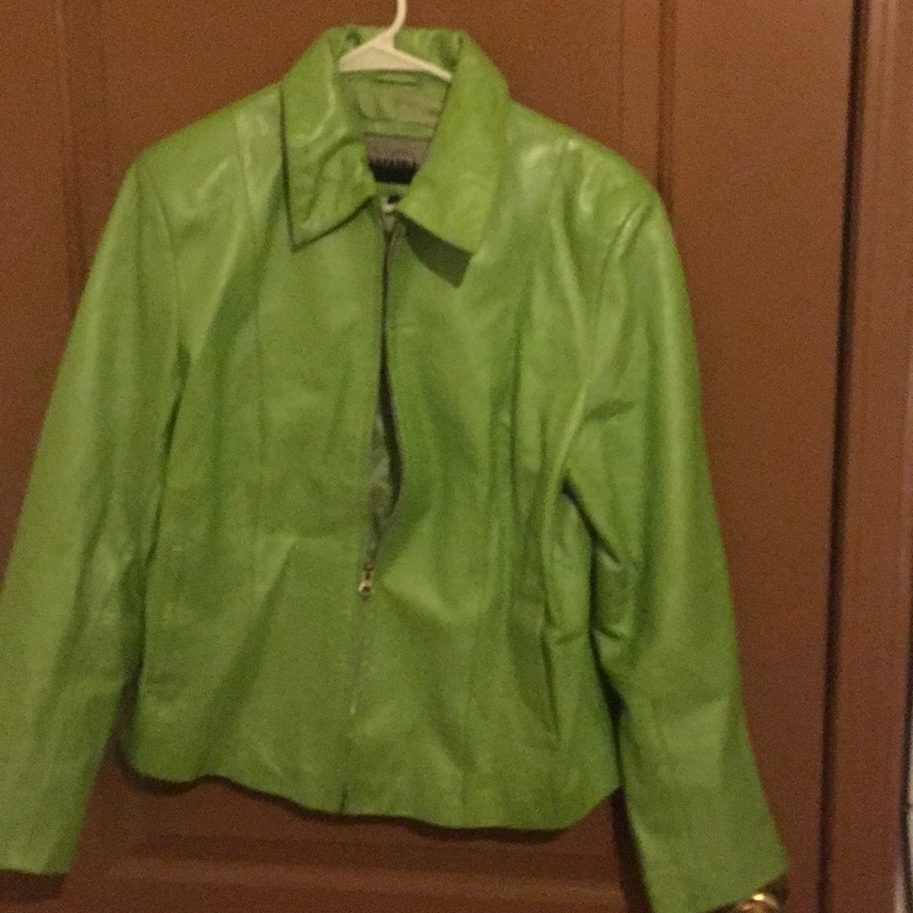 Lime green faux leather jacket